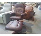 FAUTEUIL CUIR MARRON + REPOSE PIED