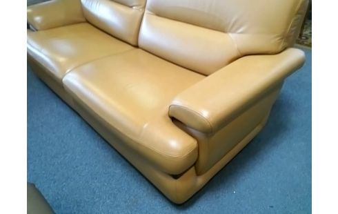 CANAPE 2P MARRON CLAIR CUIR