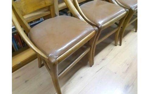 LOT DE 4 CHAISES BOIS ASSIRE MARRON
