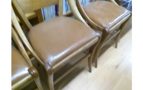 LOT DE 4 CHAISES BOIS ASSIRE MARRON