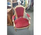 FAUTEUIL STYLE LOUIS XVI VELOURS BORDEAUX
