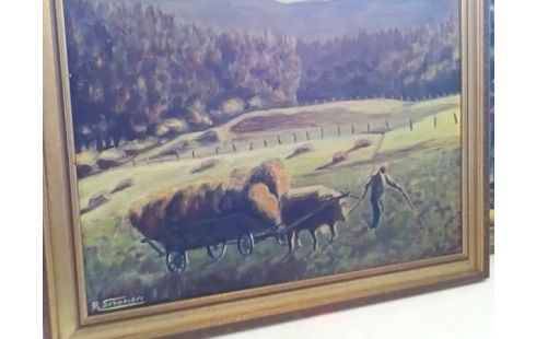CADRE MOISSON AVEC BOEUF
