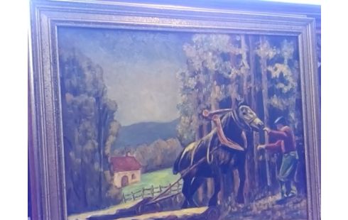 CADRE BOIS HOMME ET CHEVAL
