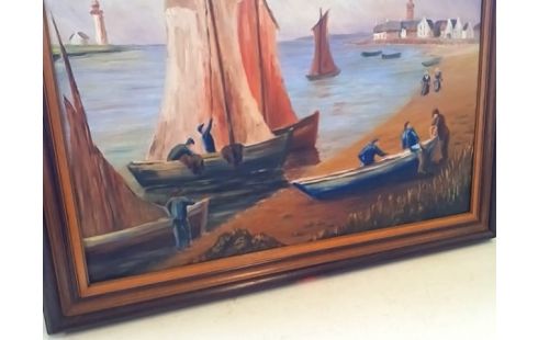 CADRE BATEAUX BORDS DE PLAGE