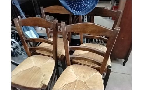 4 CHAISES BOIS PAILLEES