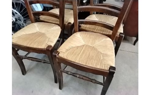 4 CHAISES BOIS PAILLEES