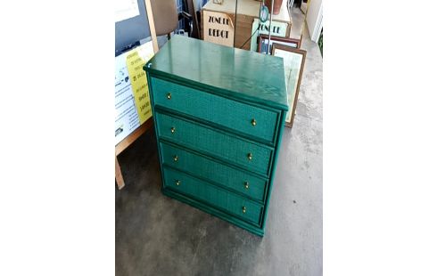 COMMODE 4 TIROIRS ROTIN VERTE