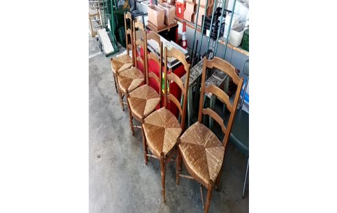 CHAISES BOIS ET PAILLE LE LOT DE 5