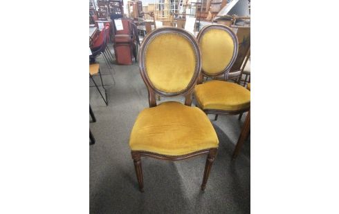 6 CHAISES MÉDAILLON JAUNE