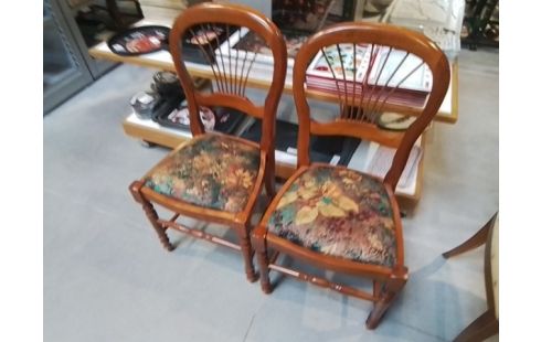 CHAISE MERISIER DOSSIER LYRES ASSISE TISSU FLEURI