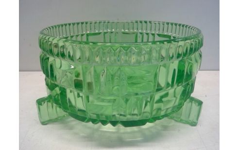 SCHAAL ART DECO GROEN GLAS
