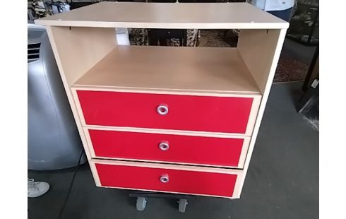 COMMODE TIROIRS ROUGES