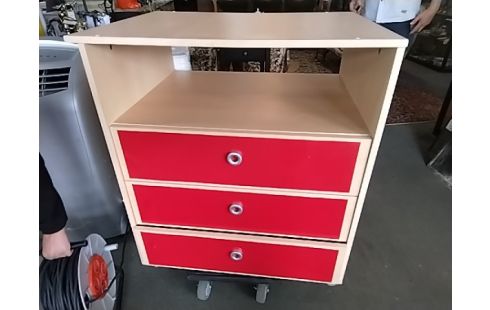 COMMODE TIROIRS ROUGES