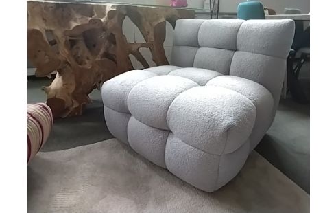 FAUTEUIL TISSU GRIS BOUCLE