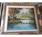 TABLEAU PAYSAGE CADRE DORÉ