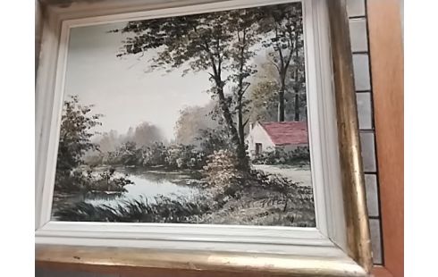 TABLEAU PAYSAGE CADRE DORÉ