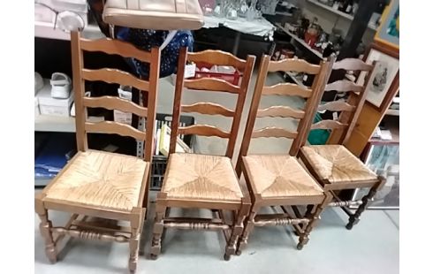 4 CHAISES BOISERIE PAILLEES