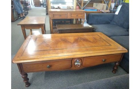 TABLE BASSE MERISIER TIROIRS