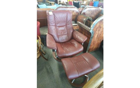 FAUTEUIL RELAX STRESSLESS CUIR BORDEAUX