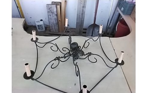 LUSTRE 5 BRANCHES STYLE FER FORGÉ