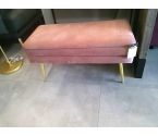 BANQUETTE COFFRE VELOUR ROSE PIEDS DORES