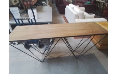 CONSOLE PIEDS METAL PLATEAU DECOR BOIS