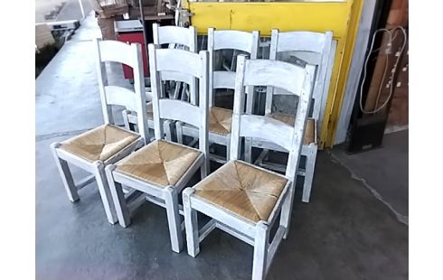6 CHAISES CHENE MASSIF CERUSÉ