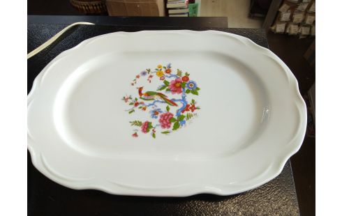 PLAT Ovale porcelaine pain fleurs