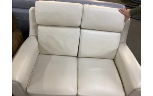 CANAPE CUIR 2 PLACES ECRU