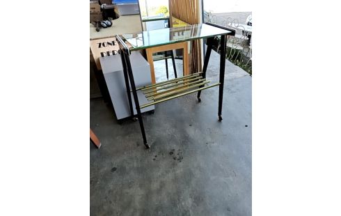 CONSOLE METAL VERRE VINTAGE