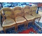 LOT DE 4 CHAISES BOIS CANNEE