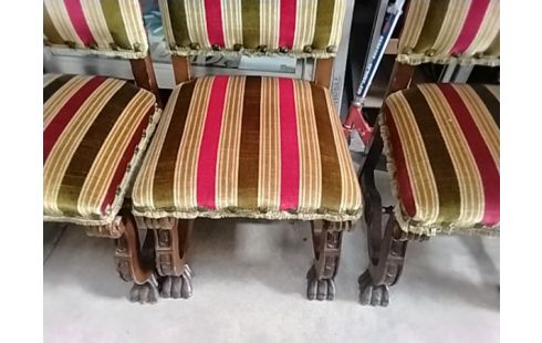 6 CHAISES VELOURS STYLE CHÂTELAIN