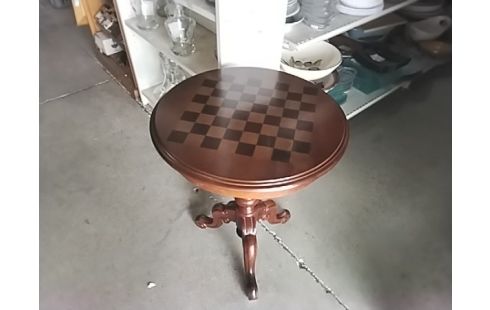 GUERIDON ÉCHIQUIER PLACAGE BOIS