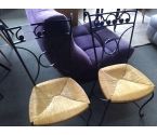 LOT DE 4 CHAISES FER FORGE PAILLEES