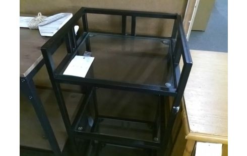 ETAGERE FER ET PLATEAUX VERRES