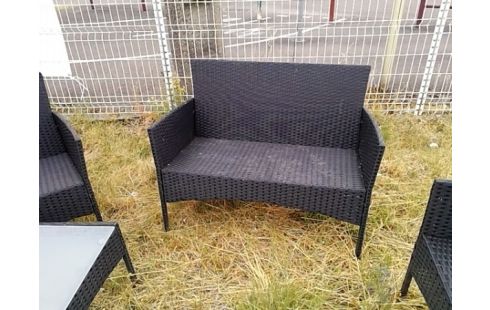 SALON DE JARDIN 4 FAUTEUILS + 2 BANCS + TABLE BASSE