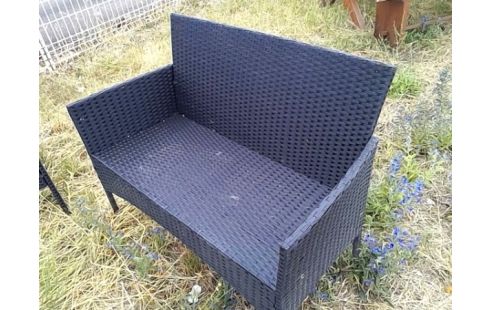 SALON DE JARDIN 4 FAUTEUILS + 2 BANCS + TABLE BASSE