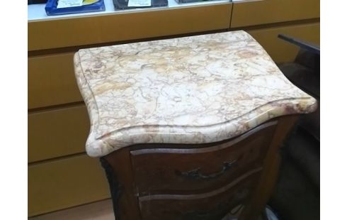 CHEVET MARQUETERIE 2T AVEC MARBRE