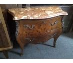 COMMODE MARQUETERIE 2T AVEC MARBRE (PIED ARRIERE ABIME)