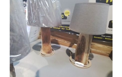 LAMPE PIED BOIS ABAT JOUR TISSU