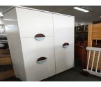 ARMOIRE ENFANT 4 PORTES BLANCHE POIGNÉES MARRON BLEUE