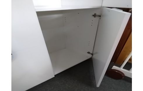 ARMOIRE ENFANT 4 PORTES BLANCHE POIGNÉES MARRON BLEUE