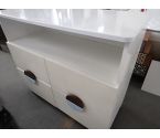 TABLE A LANGER BLANCHE 4 TIROIRS POIGNÉES MARRON BLEUES