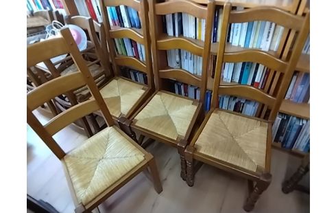 LOT DE 6 CHAISES PAILLEES