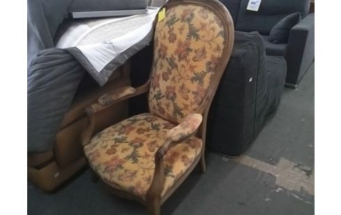 FAUTEUIL VOLTAIRE JAUNE MOTIF FLEURS