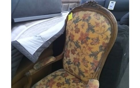 FAUTEUIL VOLTAIRE JAUNE MOTIF FLEURS