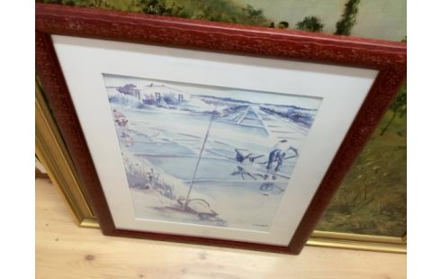 CADRE ROUGE AQUARELLE