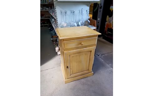 MEUBLE BAS 1 PORTE 1 TIROIR PATINÉ JAUNE  CLÉ