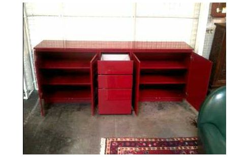 SIDEBOARD DUNKELROT HOCHGLANZ 4-TÜR 3-SCH.