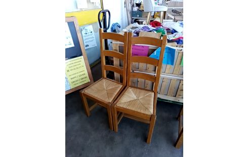 CHAISE BOIS ET PAILLE LA PAIRE